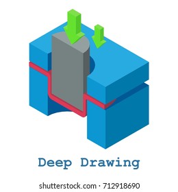 Deep drawing metalwork icon. Isometric illustration of deep drawing metalwork vector icon for web