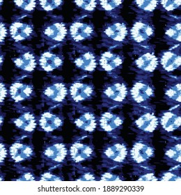 Deep dyed indigo blue and navy 
 geometric folk motifs vector textures print seamless pattern design  weave fabric. Grunge background illustration.
