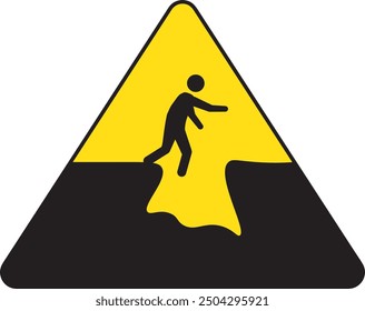 Deep excavation construction area industrial warning sign safety first sign notice vector