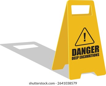 Deep excavation construction area industrial warning sign safety first sign