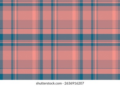 Tartan vetor tecido profundo, padrão folclado têxtil. Textura de fundo de verificação sem costura em vermelho e paleta de cores ciano.