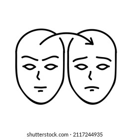 deep fake concept face swap icon black and white vector illustration. Editable outline stroke.