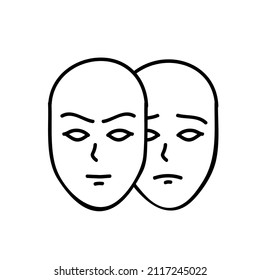 Deep Fake Concept Face Swap Icon Black And White Vector Illustration. Editable Outline Stroke.