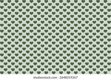 Deep Forest Green Heart Pattern – Seamless Vector on Muted Green Gray Background