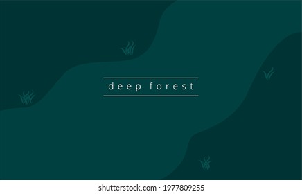 DEEP FOREST scary dark green river minimal style flat design