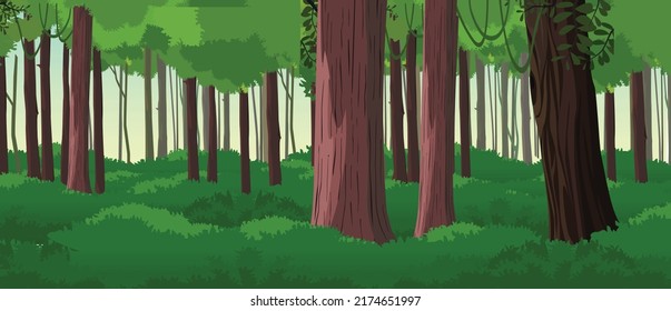 Deep Forest Vector Background, Jungle Vector