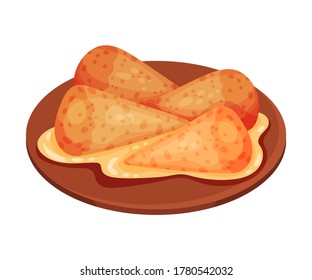 Deep Fried Pastry with Savory Stuffing as Cuban Dish Vector Illustration
