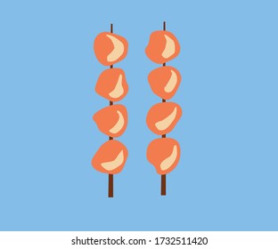 Deep fried quail eggs in a stick philippine street food flat design/icon