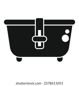 Deep fryer with buckle fastener is standing on kitchen table