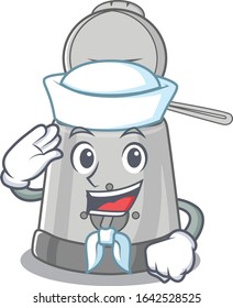Deep fryer cartoon concept Sailor wearing hat
