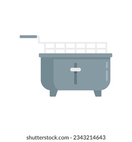 Deep fryer cooking icon flat vector. Fry basket . Oil electric machine isolated