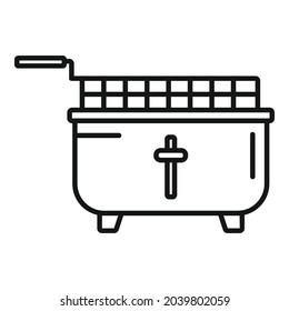 Deep Fryer Cooking Icon Outline Vector. Fry Basket . Oil Electric Machine