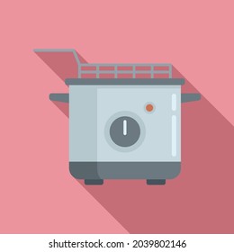 Icono de equipo de freidor profundo vector plano. Cesta de petróleo. Fría eléctrica