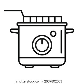 Deep fryer equipment icon outline vector. Oil basket. Electric fry