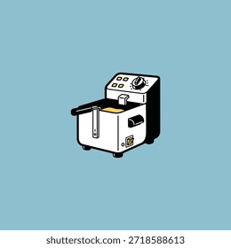 Diseño de Vector plano de icono de freidora profunda.