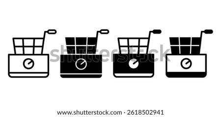 Deep Fryer Icon Set Black and White Minimalist Illustrations Vector Design