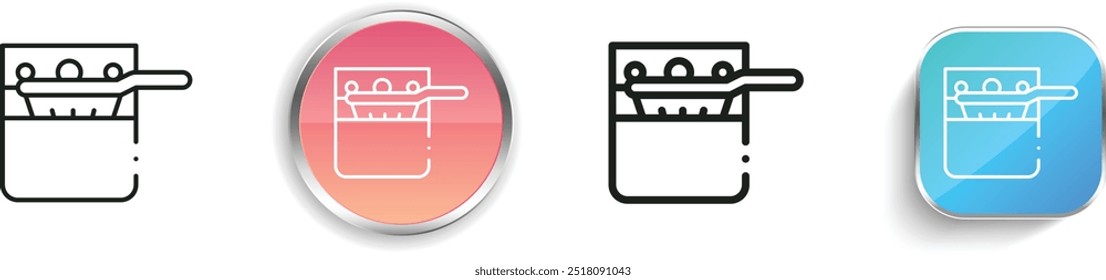 deep fryer icon. Thin Linear, Regular and Button Style Design Isolated On White Background