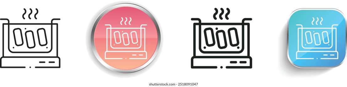 deep fryer icon. Thin Linear, Regular and Button Style Design Isolated On White Background