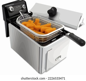 Deep Fryer Realistic Vector Illustration Vector Cartoon Drawing