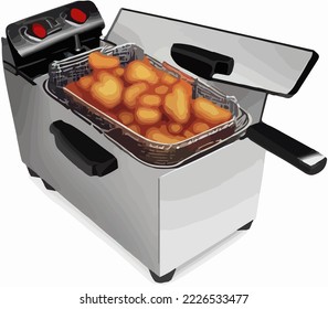 Deep Fryer Realistic Vector Illustration Vector Cartoon Drawing