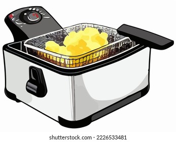 Deep Fryer Realistic Vector Illustration Vector Cartoon Drawing