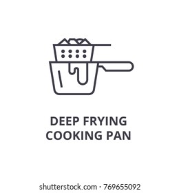 Deep Frying Cooking Pan Line Icon, Outline Sign, Linear Symbol, Vector, Flat Illustration