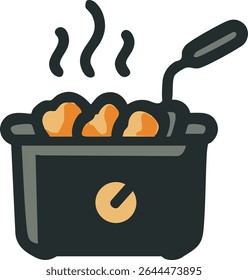 Frying Comida Profundo em um Appliance de Cozinha Ícone