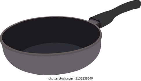Tiefe Bratpfanne, Illustration, Vektorgrafik auf weißem Hintergrund.