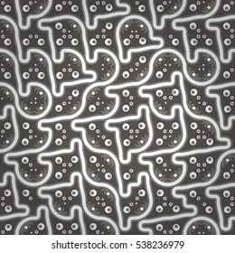 Deep gray decorative seamless pattern in primitive style. Bright, graphic design for textile, fabric, banner or other purpose. Vector background. Simple mosaic repeatable backdrop. Modern design.