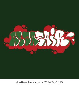 Deep Green Background Graffiti Font Aljazair Using Colors Flag Design Inspiration 