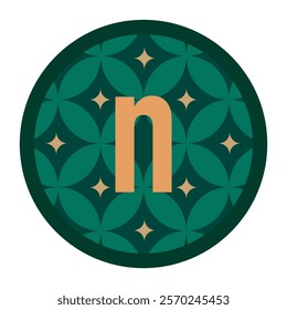 Deep Green Circle with Intricate Pattern and Gold ‘n’ Letter