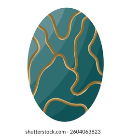 A deep green Easter egg with elegant gold vein like patterns. The luxurious, marble-inspired design adds a sophisticated touch, making it perfect for decorative themes, and digital art