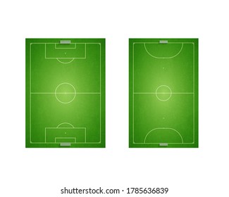 Deep Green Football And Futsal Court Set With Damage Texture.  Vector Illustration.