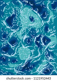 Deep green sea waves, vector illustration