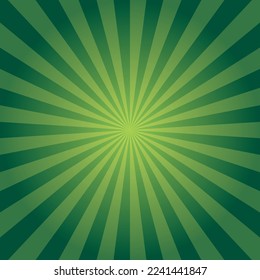 Deep green sunburst background template. Design element as background, theme. Vector illustrations. 