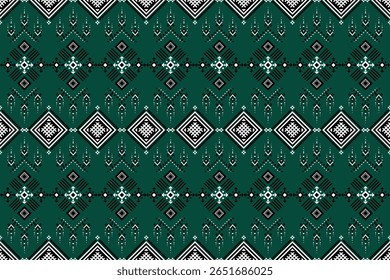 Deep green Thai tribal design with dark diamond motifs. Traditional with a natural vibe.
