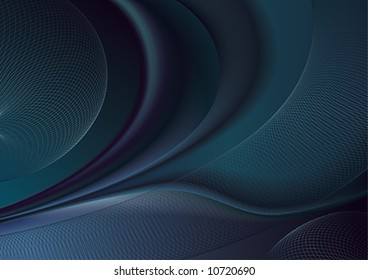 Deep green-blue abstract background with wave and net pattern.