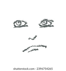 Deep grey vector brush line, human face expression