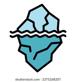 Deep ice berg icon outline vector. Sea mountain. Ocean glacier color flat