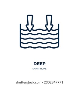 deep icon from smart home collection. Thin linear deep, water, ocean outline icon isolated on white background. Line vector deep sign, symbol for web and mobile
