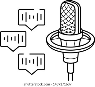 Deep learning for audio signal processing. Neural network. Vector flat outline icon illustration isolated on white background.