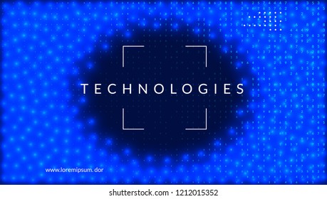 Deep learning background. Technology for big data, visualization, artificial intelligence and quantum computing. Design template for cloud concept. Cyber deep learning backdrop.