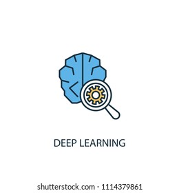 Deep learning concept 2 colored line icon. Simple yellow and blue element illustration. Deep learning concept outline symbol design from Artificial Intelligence set