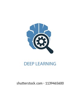 Deep learning concept 2 colored icon. Simple blue element illustration. Deep learning concept symbol design from Artificial Intelligence set. Can be used for web and mobile UI/UX