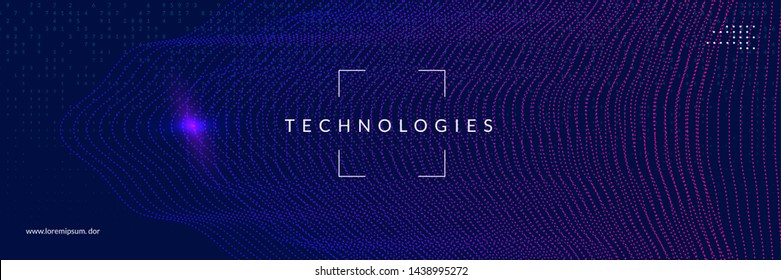 Deep Learning Concept. Digital Technology Abstract Background. Artificial Intelligence And Big Data. Tech Visual For Computing Template. Partical Deep Learning Backdrop.