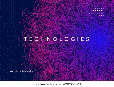 Deep learning concept. Digital technology abstract background. Artificial intelligence and big data. Tech visual for screen template. Geometric deep learning backdrop.