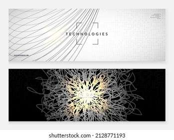 Deep learning concept. Digital technology abstract background. Artificial intelligence and big data. Tech visual for information template. Vector deep learning backdrop.