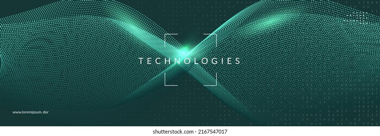 Deep learning concept. Digital technology abstract background. Artificial intelligence and big data. Tech visual for networking template. Neural deep learning backdrop.