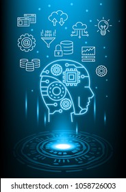 deep learning connect, artificial intelligence (AI) with machine learning process, vector design