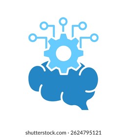 Deep Learning dual tone blue color, mini illustration icon. use for modern concept, print, UI, UX kit, web and app development. Vector EPS 10, related to artificial intelligence, technology theme